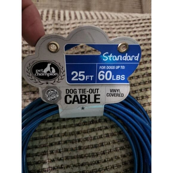 Pet Champion Dogs Tie Out Cable 25 ft. NEW - Medium up to 60 Pounds Vinyl cover - Picture 6 of 7